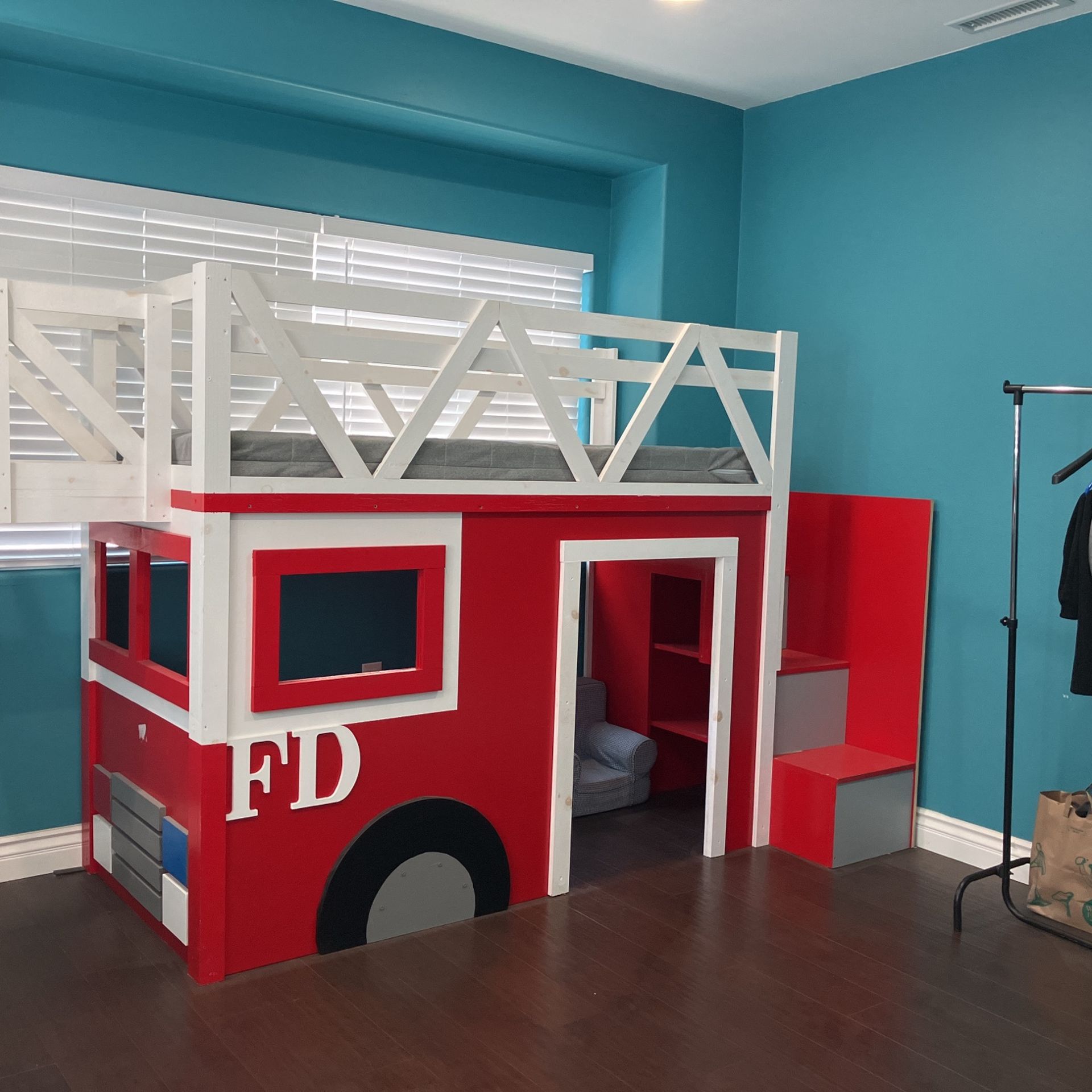 Fire Truck Twin Bunk Bed