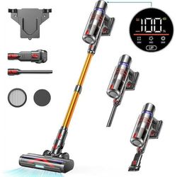 Open Box HOMPANY Cordless Vacuum Cleaner 500W/40Kpa Stick Vacuum Touch Screen - Gold