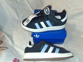 adidas Campus 00s J Youth Size 4.5 Core Black Cloud Blue JS0053 Damaged Box