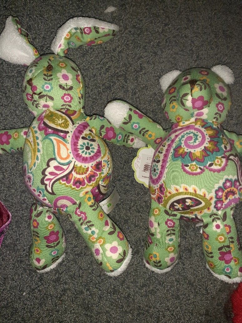 vera bradley 2 piece lot stuffed animals