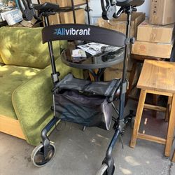 Upright Walker for Seniors, ISO Safety & Quality Certified, Lightweight Stand Up Rollator Walker with Seat and Armrests, Easy Folding with Extra Wide 