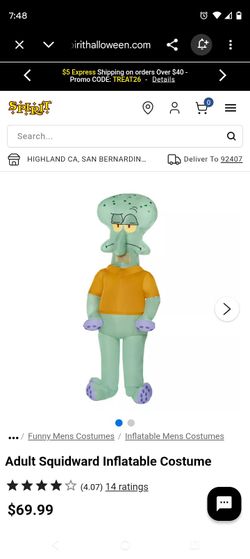New Squidward inflatable costume adult one size fits all