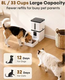 Automatic Dog Feeder with Camera - 8L/33 Cups Smart Dog Feeder 5GHz/2.4GHz WiFi App Control for Small/Medium Dogs & Cats, 1080P HD Night Vision 2-Way 