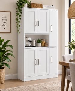 White Tall Storage Cabinet / Pantry Cabinet