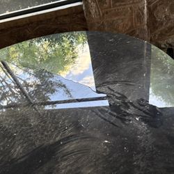 60” Black Marble Round Table Top Damaged