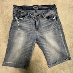 Signature by Levi Strauss Modern Skinny Distressed Stretch Denim Shorts Blue