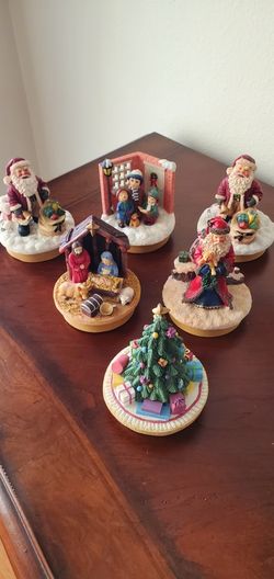 Christmas figurine jar toppers,  Six