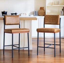 BRAND NEW Faux Leather Bar Stools Set of 2,  26 Inch Modern Counter Height Bar Stools