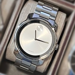 Movado BOLD Men’s Watch Stainless Steel Silver Dial Swiss Quartz