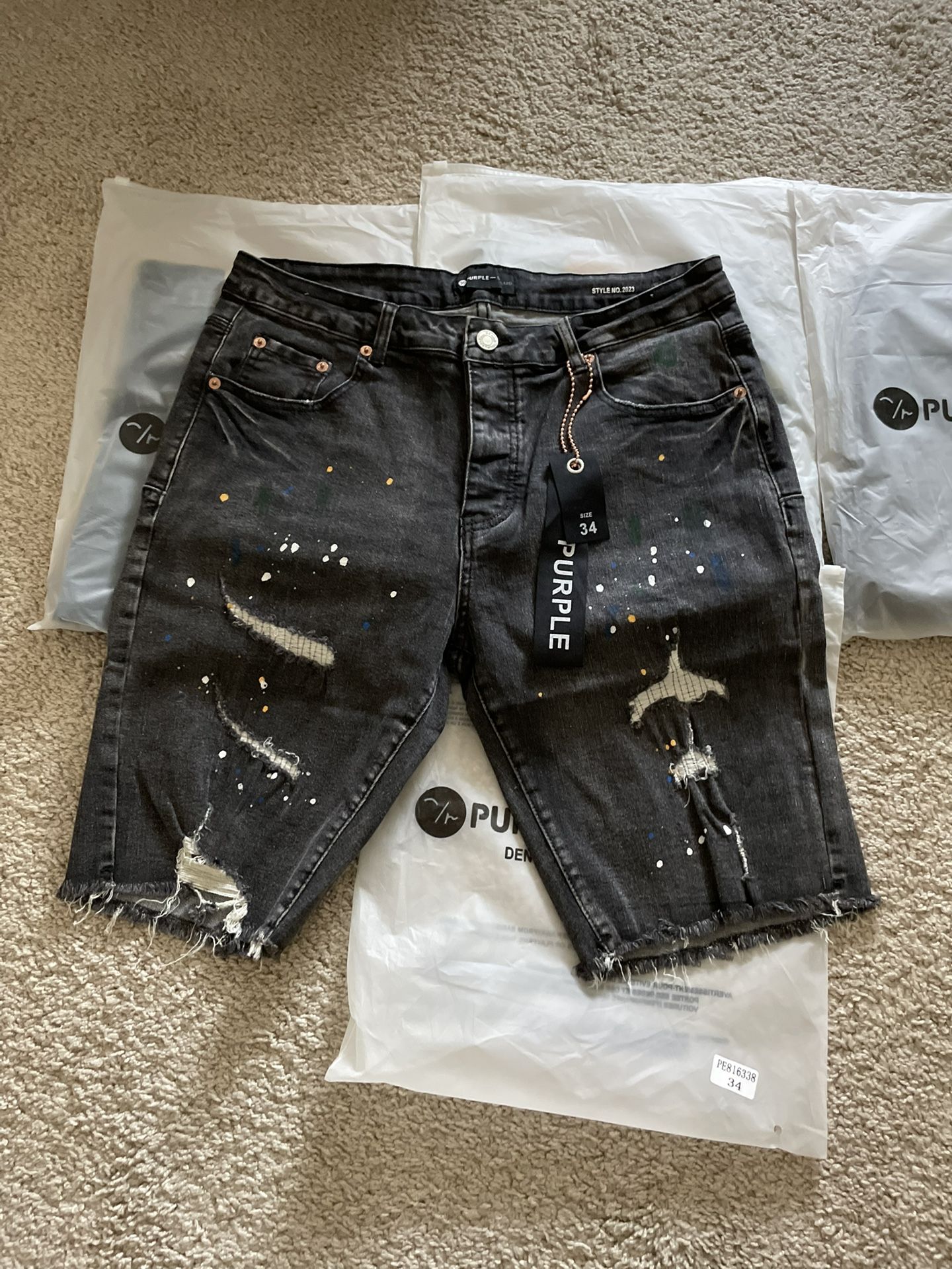 Black Purple Jean Shorts