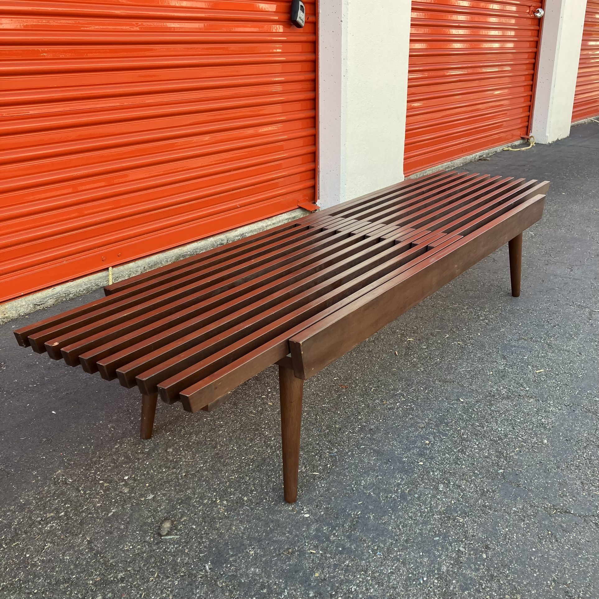Vintage Mid Century Modern Extendable Slat Coffee Table or Bench Made in Japan