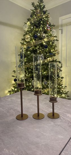 Wedding Gold Candlestick holders With hurricane Glass