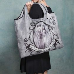 Corpse Bride Gray & Black  Foldable Tote Bag in Pouch