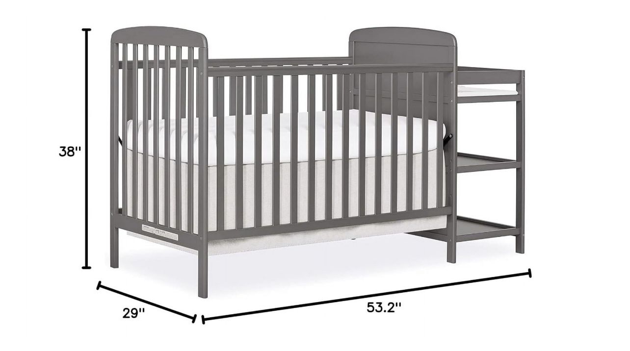 Gray Wood Baby Crib Used 