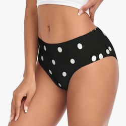 Small Black And White Polka Dot Print ,Breathable Soft Bikini Ladies Stretch 