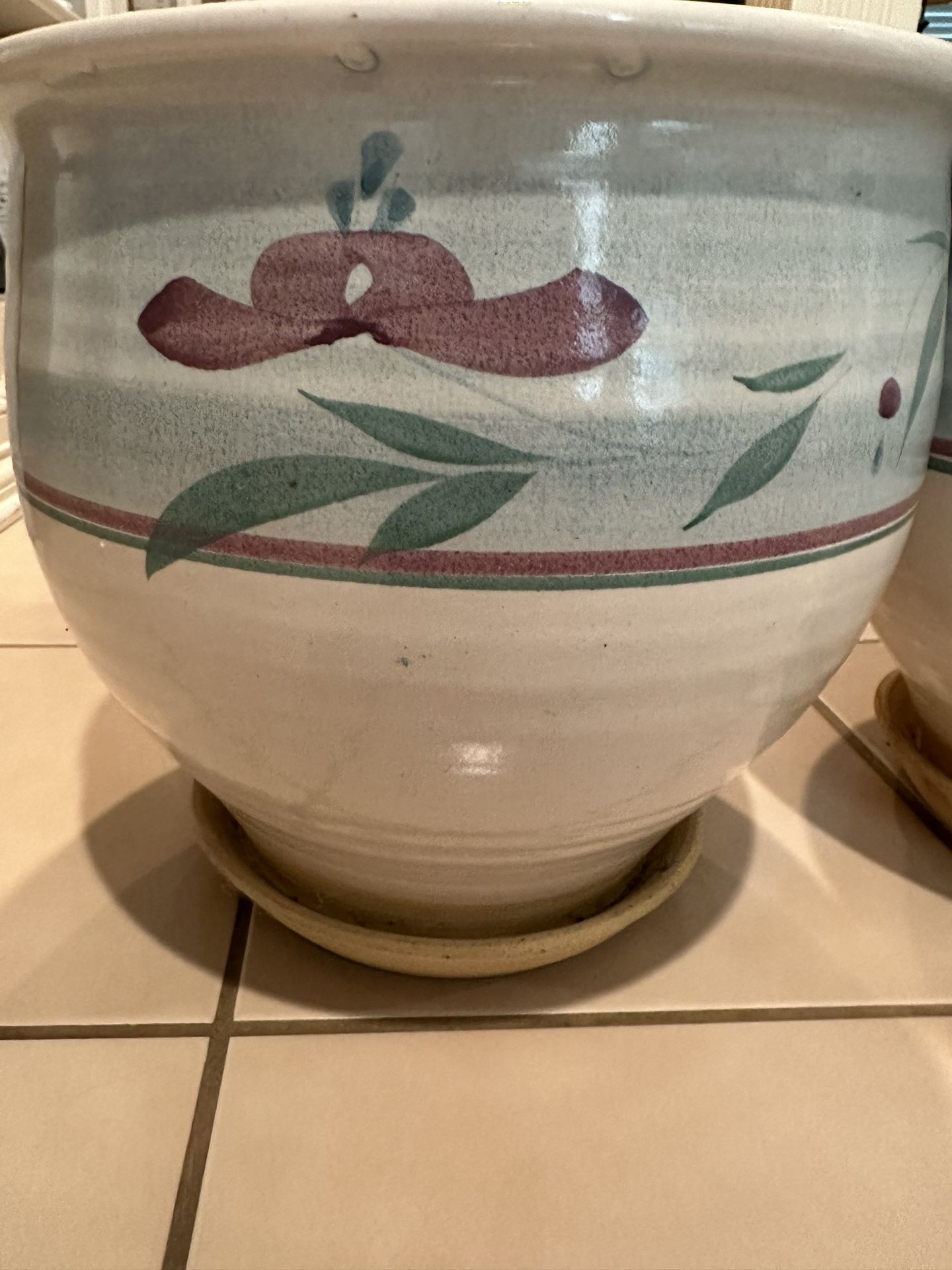 12”x12”  Decorative Ceramic Planter Pot With Built-in Saucer