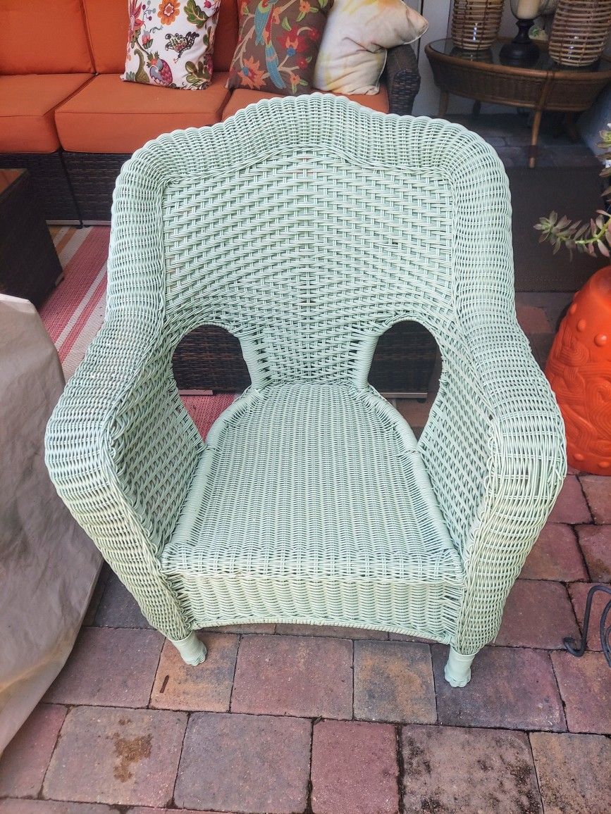Resin Wicker Mint Green Chair