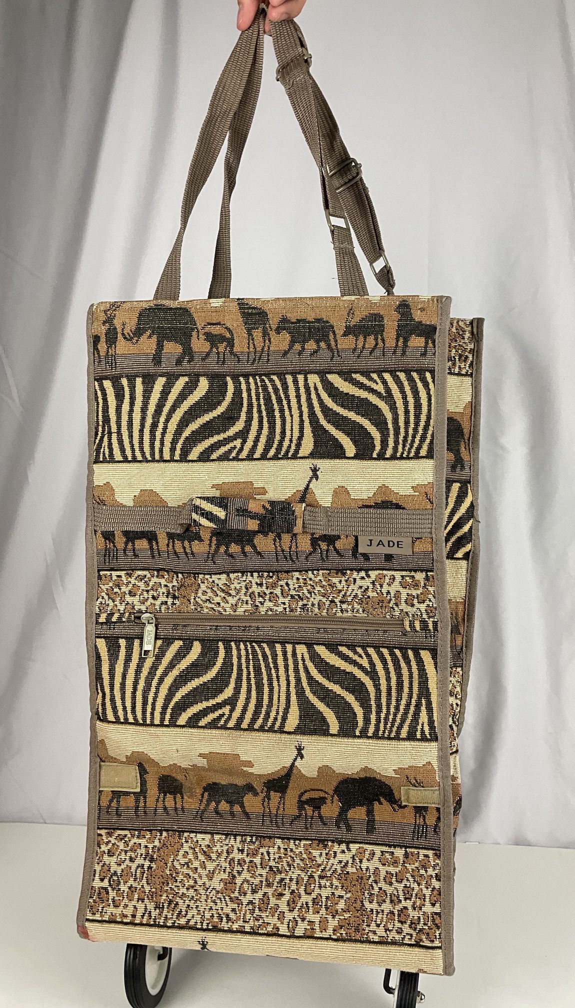 Animal Print African Safari Zebra Foldable Rolling Luggage Carry-on Bag JADE 