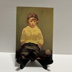 Vintage Reproduction “Boy with Baseball” Oil Paint On Board By Artist George Luks