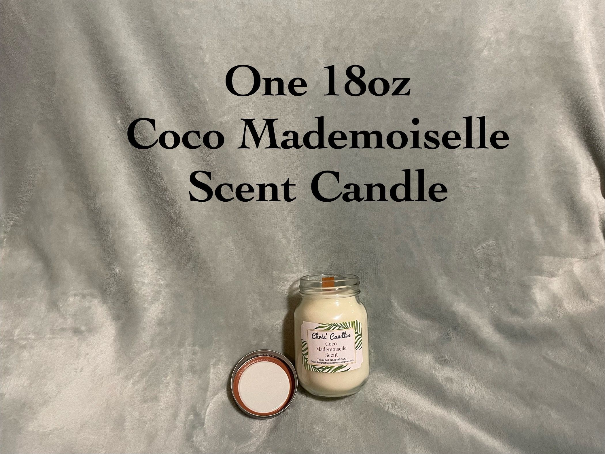 One 18oz Coco Mademoiselle Scent Wood Wick Candle