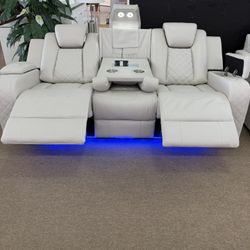 Sofa Power Recliner and Headrest 