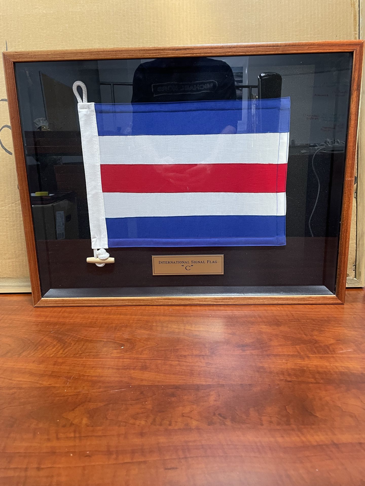 Wood Framed Shadow box International Signal Flag “C”