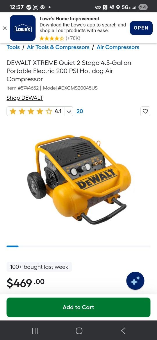 Dewalt Xtreme Quiet 2 Stage Air Compressor No Oil Needed