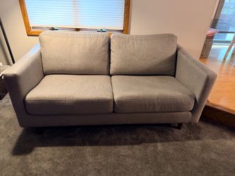 Gray Fabric Pullout Loveseat Sofa
