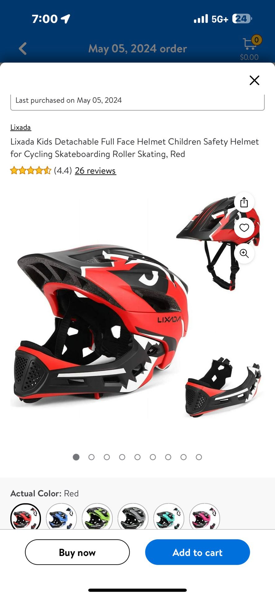 Lixada Kids Detachable Full Face Helmet Children Safety Helmet for Cycling Skateboarding Roller Skating, Red