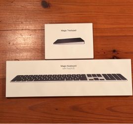New Apple Magic Keyboard with Touch ID Numeric Keypad & Magic Trackpad Black A3119 A3120