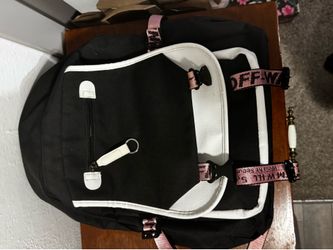 Off-White Pink Logo Strap School Bag.