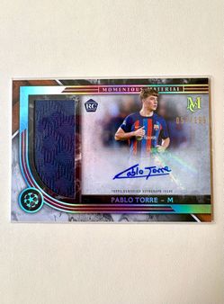 Topps UCL Museum Pablo Torre Barcelona RC Momentous Material Auto Relic /199