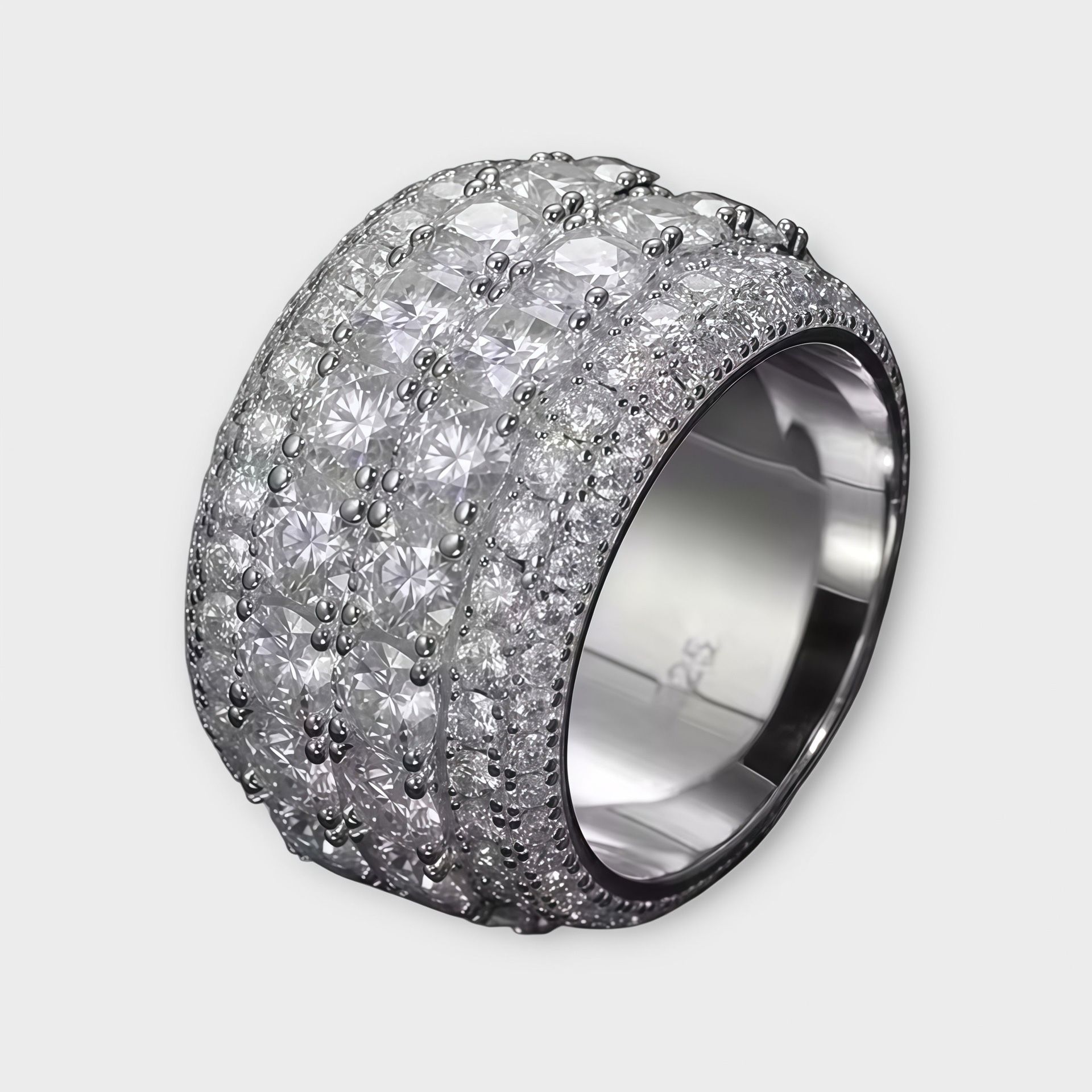 Double Row VVS Moissanite Ring Size 10