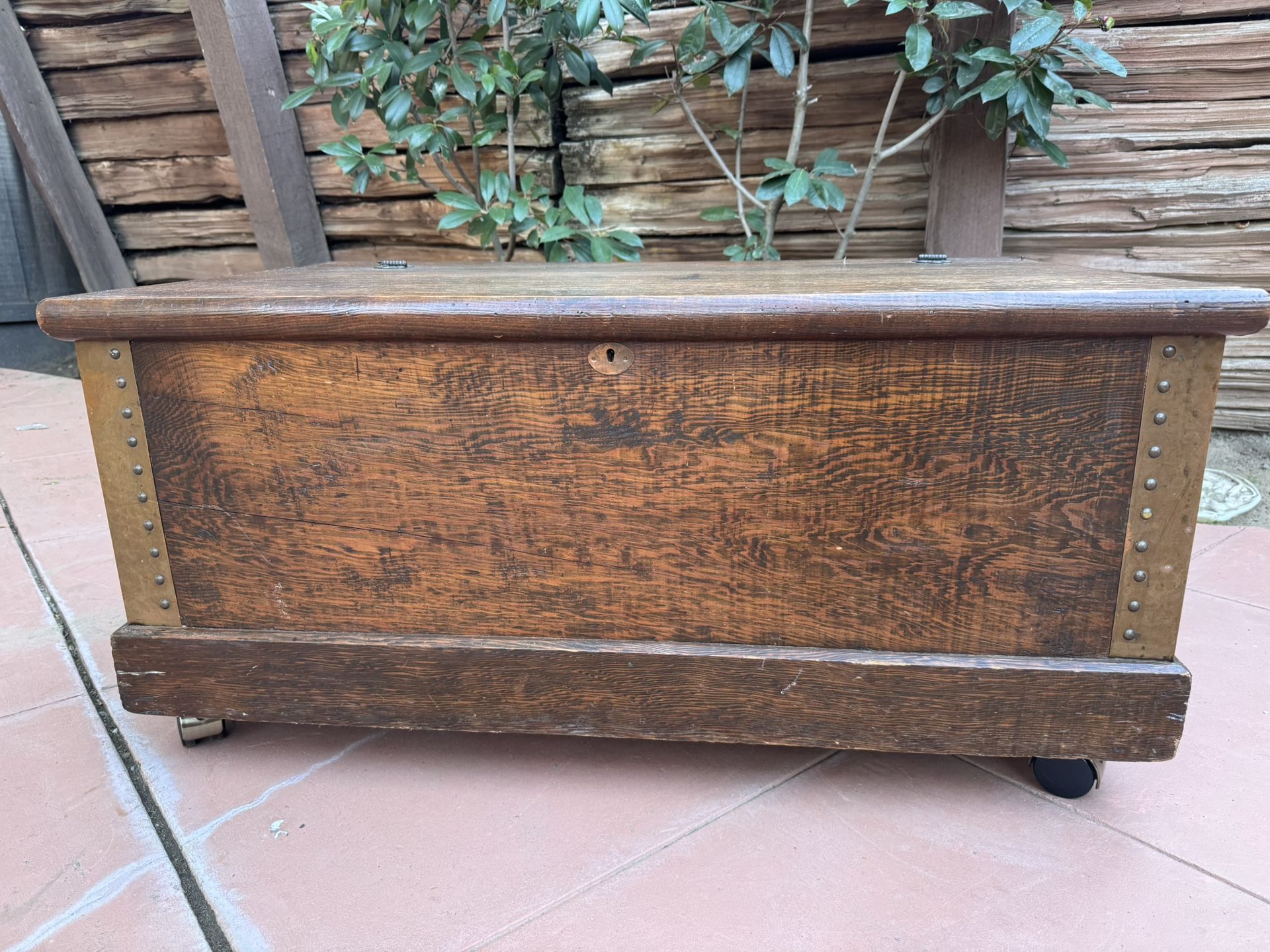 Rolling Wood And Copper trimmed Trunk 