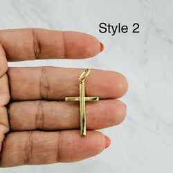 10K Gold Crucifix Cross Pendant – Religious Jewelry  	•	Color: Yellow gold 	•	Length: 1.1 inches 	•	Style: Crucifix cross pendant tube polished  	•	Fi