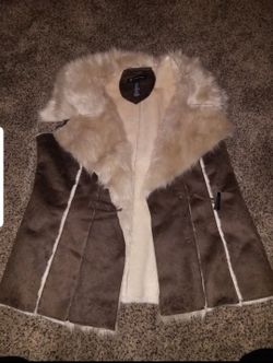 INC faux leather fur vest
