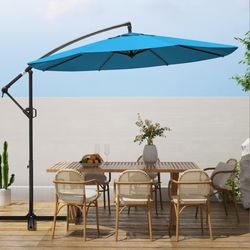 10ft Patio Umbrellas Offset Outdoor Umbrella Cantilever Hanging Umbrellas w/Infinite Tilt, Fade Resistant Waterproof 