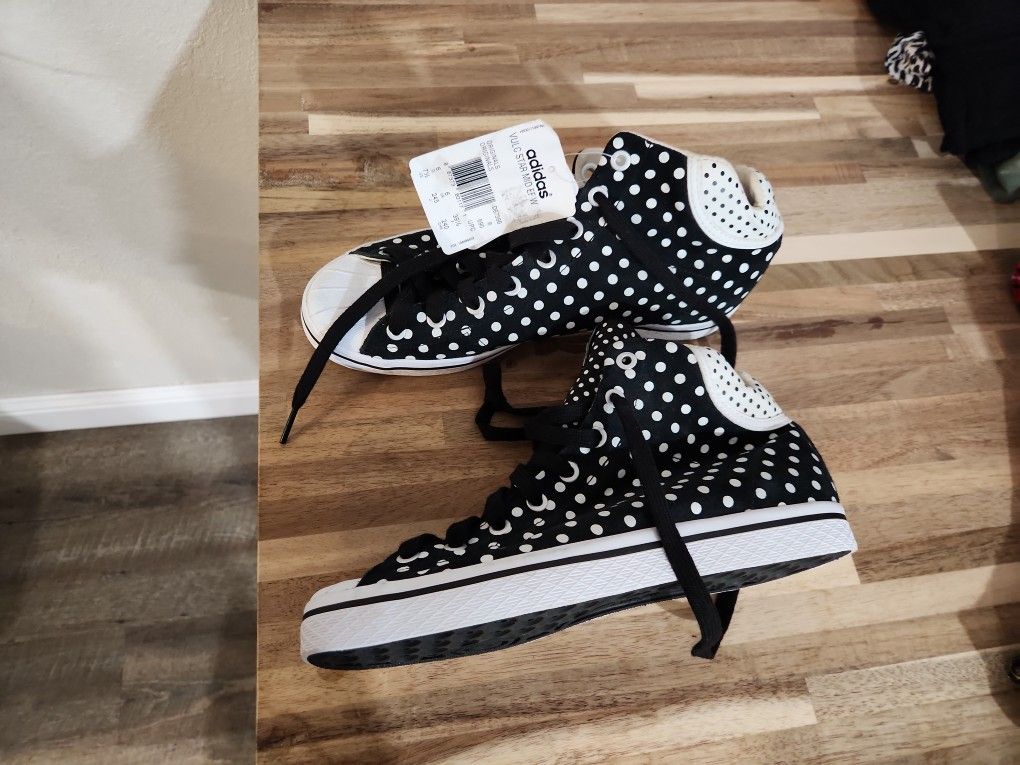 Adidas Originals Vulc Star Mid EF Sneaker Shoe Polka Dot Spots Black US 7 Womens