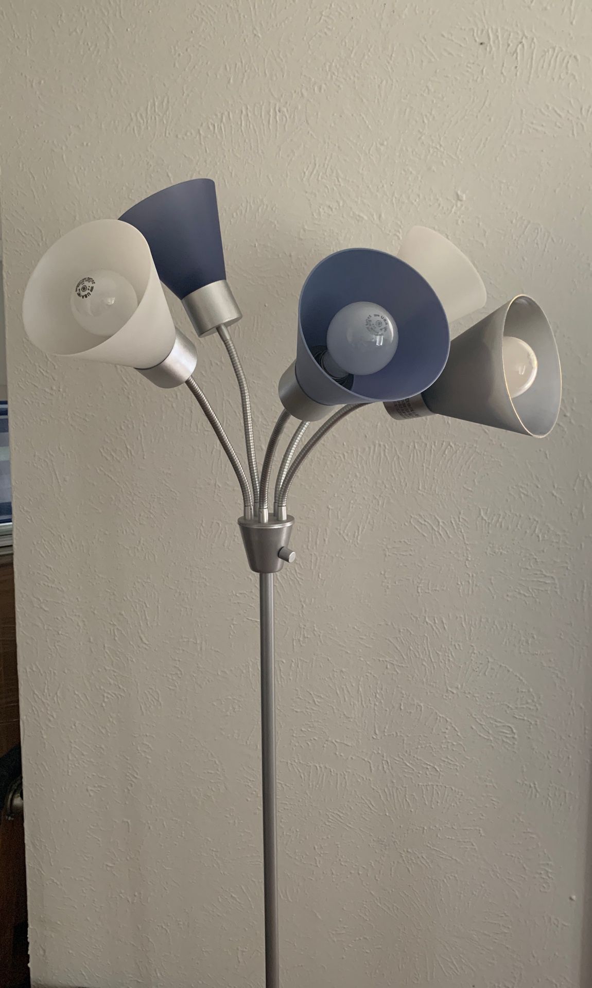 5-Bulb Floor Lamp - Blue, Gray, and White