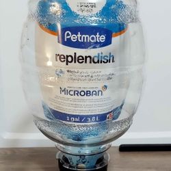 Petmate Replendish Waterer Microban, 1 Gal, *Bowl Not Included-Jug Only* Includes Filter & Strap
