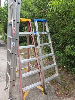 Werner ladders in various sizes. 3 for $130 Located Mount Dora Fla 32757