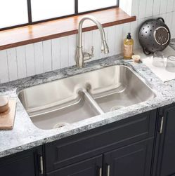 34" Calverton Stainless Steel Double Undermount Kitchen Sink