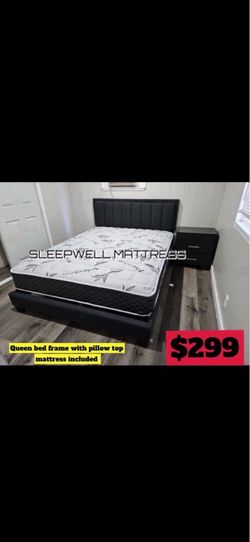 Queen size bed frame with mattress included
