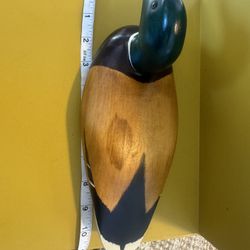 Hand-Carved Wooden Duck Decoy – Signed 
