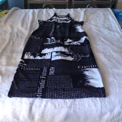 Vestido Negro Con Blanco Talla M