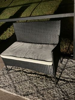 Black Wicker Outdoor Loveseat with Cushion