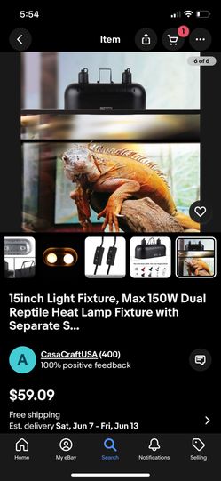 15inch Light Fixture, Max 150W Dual Reptile Heat Lamp Fixture with Separate Bulb