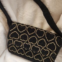 Gold And Black Beaded Bag