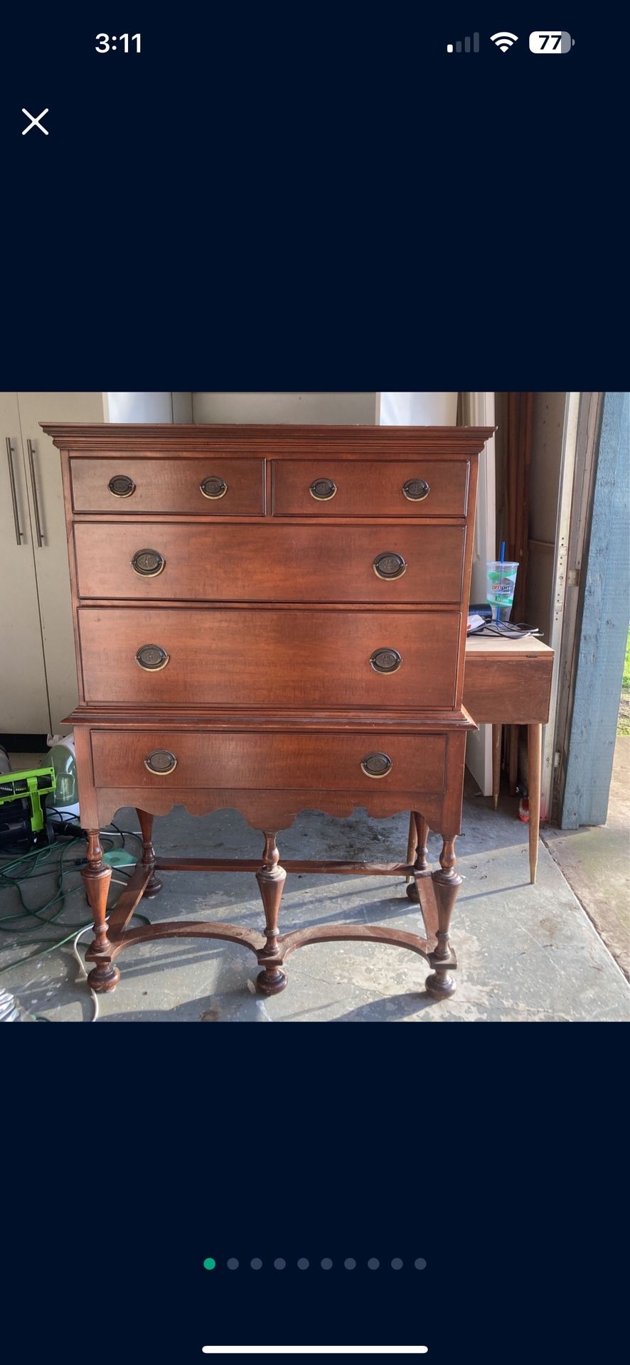 Antique Vintage Highboy Dresser With Decorative Legs Woodwork
