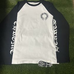 Chrome Hearts white and black long sleeve tee